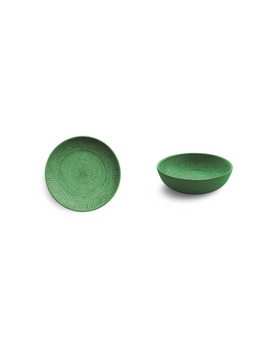 SET 4 PLATOS  MONO HONDO VERDE